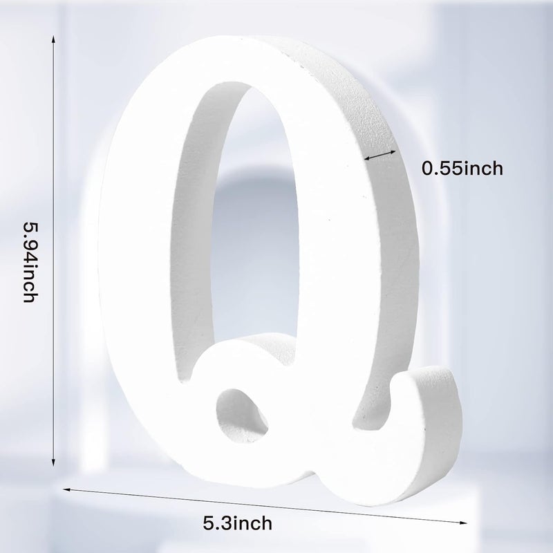 AOCEAN 6 Inch White Wood Letters - Unfinished Wood Letters for Wall Christmas Decor Standing Letters Slices Sign Board Decoration for Xmas Home Party Projects (Q) - Image 2